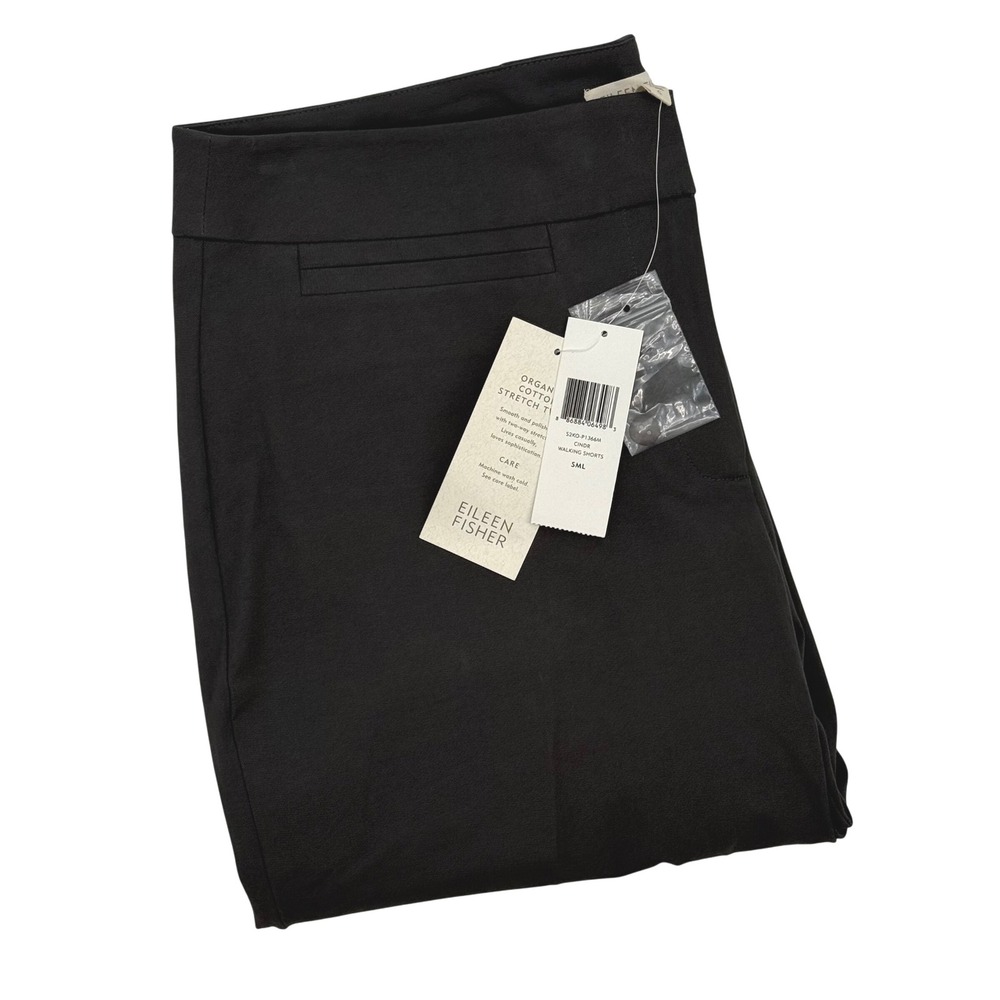 Eileen Fisher Walking Shorts Organic Cotton Stretch Twill Cinder Womens‎ Small